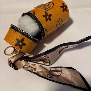 Designer Yellow Monogram Keychain Pouch Purse Charm